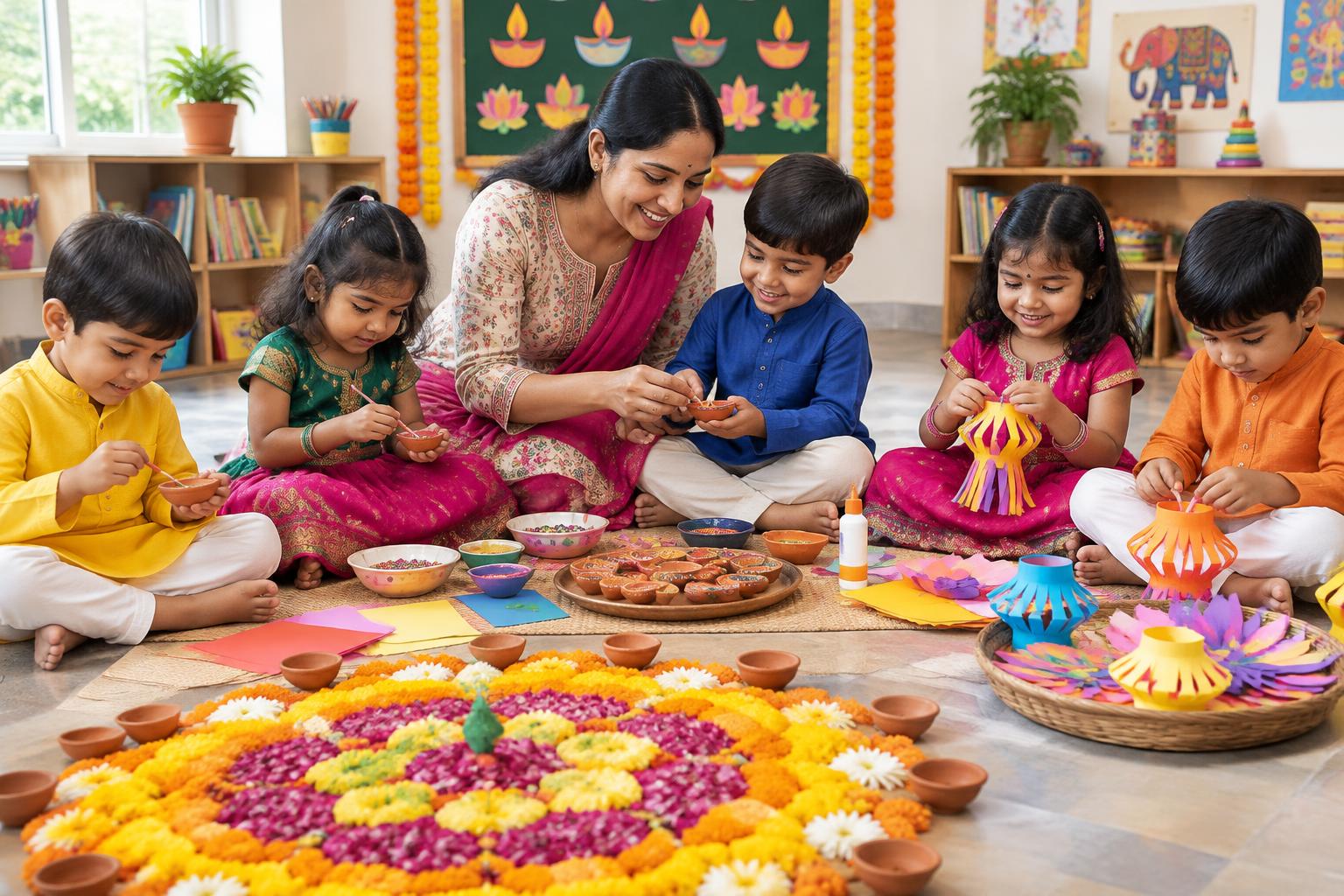 Indian children enjoying Diwali