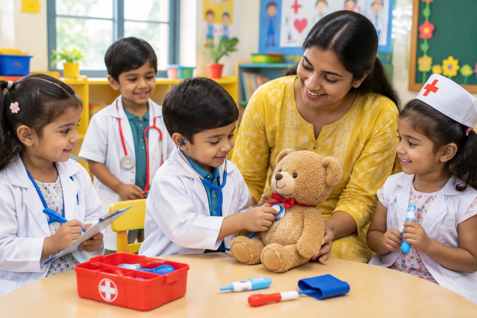 Indian children enjoying Doctor’s Day
